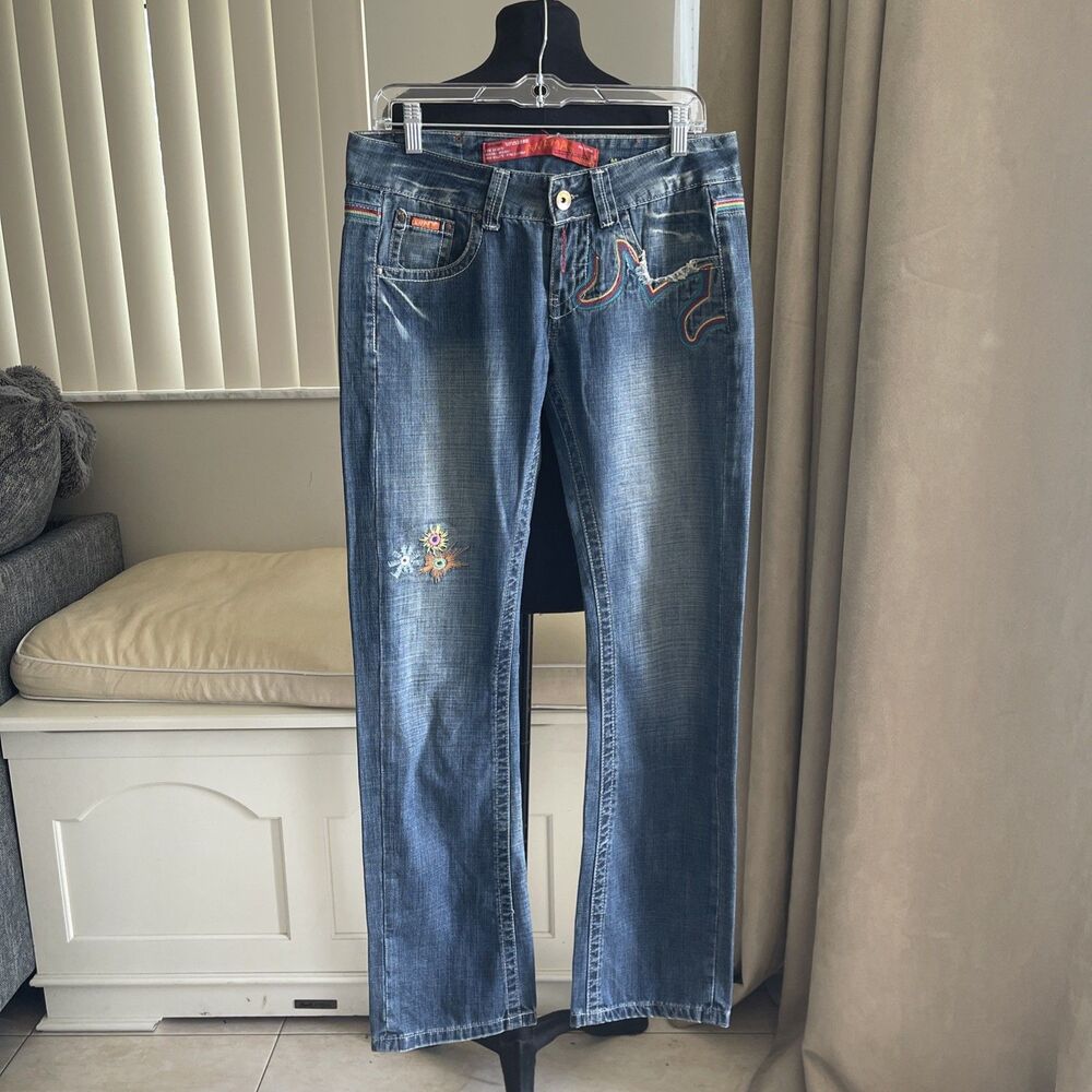 Anthropologie Anama Embroidered Distressed Jeans Boho Festival 29